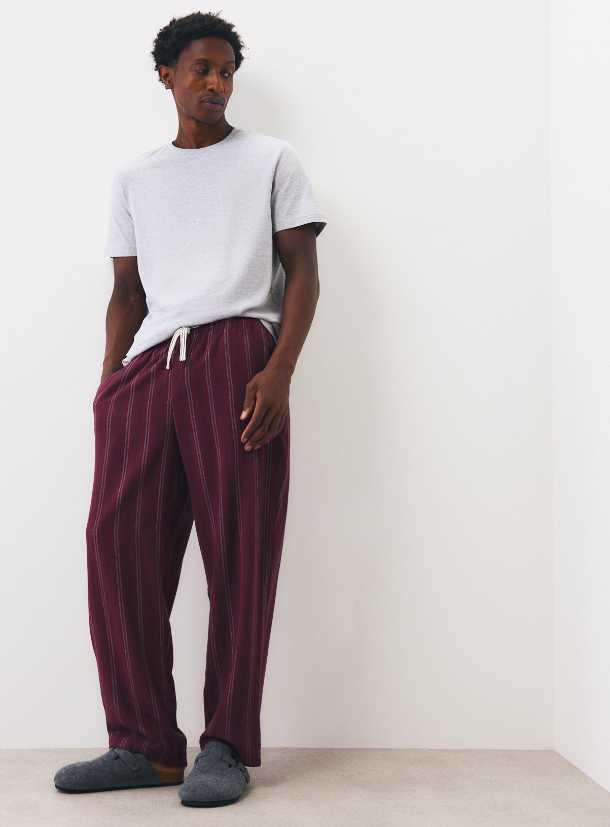 Burgundy Stripe Pyjama Bottoms XL - Image 1 thumbnail